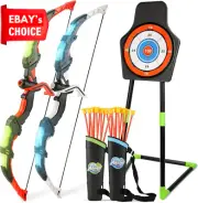 Kids Bow and Arrow Set 2-Pack LED Light Up 20 Suction Arrows Target Quivers