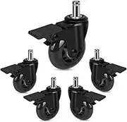 Hirate Office Chair Casters with Brake, 2.5" Heavy Duty Swivel Lockable Caster Wheels Rolling Safe for Hardwood, Tile & Carpet Fit Most Chairs 7/16" x 7/8", Set of 5