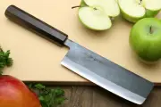 Yoshihiro Kurouchi Black-Forged Blue Steel #2 Stainless Clad Nakiri Veggie Knife