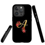 For iPhone 15 Pro Case, Shielding Cover, Embellished Letter A