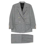 [Tagliatore] Tagliatore Plaid-pattern Double-breasted Suit 38 IT BLACK/WHITE