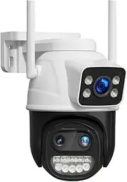 9MP WiFi IP Camera Three Lens & Dual Screen with 8X Zoom PTZ Camera Ai Auto Tracking Security Video Surveillance Camera(E/U,6MP NO SD Card)