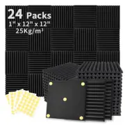 24 Pack Acoustic Foam Panels 1" x 12" x 12" Sound Proof Foam Panles Soundproo...
