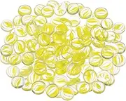 uxcell Fire Glass Beads for Fire Pits, Round Glass Marbles Gravel Pebbles Reflective Vase Fillers for Fish Tank Aquarium Decoration,1000g/2.2lbs, Clear Yellow
