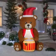 6' GEMMY ANIMATED TEDDY BEAR DRUMMER Airblown Yard Inflatable PLUSH FABRIC