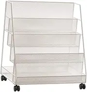 yuksok Rolling Book Cart Bookshelf Cart Storage Rack,Large Capacity Bookcase with Wheels 4 Tier for Classroom Books Home Living Room