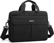Laptop Bag 14 Inch Briefcase for Men Women Waterproof Nylon Lightweight Compact, Shoulder Messenger Handbag for Business Office Work Travel College Black, Black