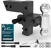 CROSSHIP Adjustable Trailer Hitch - Heavy Duty Aluminum Drop Hitch - Fits 2.5" Receiver, 6" Drop/Rise, for Truck, SUV, RV(18500 lbs GTW)
