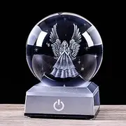YANZXU 3D Angel Crystal Ball with LED Colorful Lighting Touch Base,God Bless The World,Easter Religious Gifts for Girlfriend Woman Her Aunt Wife Mom Eldership……