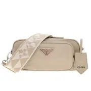 Prada Nappa Antique Shoulder Bag Multi Pocket Dessert Beige 1BH198 New