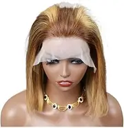 Highlight Bob Wig Human Hair 13X4 Frontal Lace Ombre Bob Wigs 200 Density Honey Blonde Bob Wigs For Black Women(10inch)