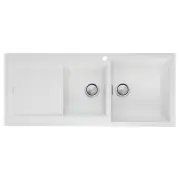 OLIVERI Santorini 1 & 3/4 Bowl Topmount Sink With Drainer - White ST-WH1512OF
