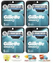 20 Gillette Mach 3 Razor blades Refill Cartridges Shaver Sealed Authentic 10*2