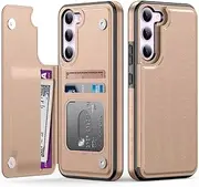 [Goodon] for Samsung Galaxy S23 Plus Case Wallet - Flip Folio Leather Cover with Trendy Design, 3 Card Slots & Kickstand Function, Stylish Protective Phone Case for Women and Girls - Rose Gold