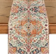 Artoid Mode Boho Bohemia Style Orange Table Runner, Country Rustic Farmhouse Magical Fall Kitchen Dining Table Decoration for Home Party Decor 33 x 183 cm
