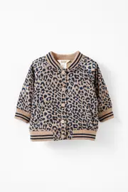 [Cotton On Kids] Cotton On Kids - Darcey Bomber Jacket - Oatmilk/leopard 18-24M OATMILK/LEOPARD