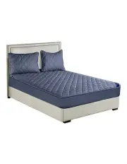 [SOGA] Mattress Cover Bed Sheet Protector with Pillow Covers 153cm in Blue