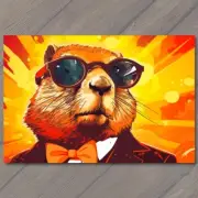 FLATCARD Cool Shades Groundhog Pop Art Vibrant Colors Groundhog Day