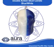 DOUBLE ACTION SKULL 3.5" BLUE & WHITE HOODOO WICCA PAGAN MAGICK