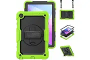 WASSUP Lenovo Tab M10 Plus (3rd Gen) 10.6 inch 2022 Case with Screen Protector Hand Strap Stand & Shoulder Strap-Black&Green