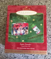 Hallmark Ornament 2000 "Super Friends" Lunch Box Set of 2 QX6724 MIB