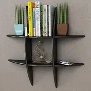 Black Floating Shelf - Elm Wood Ledge for Wall Display, Oak Storage Shelf for Books & Collectables, Hanging Frame Shelves Bracket