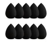 10 Pack Makeup Sponge Set,Beauty Foundation Sponges Blending Latex-free Washable Cosmetic Blender Applicator Puff, Flawless for Powder Liquid Cream, Black
