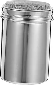 LAPYAPPE Stainless Steel Powdered Sugar Shaker with Lid Versatile Baking Duster for Cocoa Flour and Seasonings Design with Mesh Sieve for Even Distribution