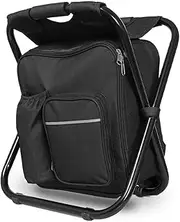 Backpack Cooler Chair, Portable Folding Seat Stool, Lightweight Fishing Stool Outdoor Gear for Camping, Travel, Hiking, Beach, Picnic, 400 LBS Capacity (Black)