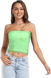[GuoChe] Womens Tube Tops Pale Green Light Green Non Slip See Through Crop Top Stretchy Tube Top for Teen Nursing