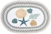 Oval Braided Kitchen Cotton Floor Rug (20"x30") SEALIFE, SEA SHELLS & STARFISH