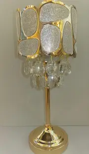 Home Decor Bedside Desktop Table Lamp Metal Base Floral Shade 19*46 cm