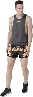 [USI UNIVERSAL THE UNBEATABLE] USI UNIVERSAL Muay Thai Black and Orange Shorts