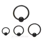 PAIR 18G Black Anodized 316L Surgical Steel Captive Bead Ring Ear Nose Labret