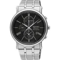在飛比找ETMall東森購物網優惠-SEIKO精工 Premier 紳士計時男錶-黑x銀/41m