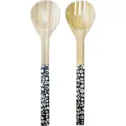 Shell Black Bamboo Serving Spoons – 2 Piece Set