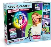 INF 009 Ultimate Video Maker Kit, XL Green Screen, Colour LED Ring, Microphone + Selfie Light, On Air' Lightbox + More, Black