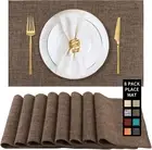 Placemats Set of 8, Faux Linen Dining Table Mats Heat Resistant Placemats for Ki