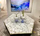 White Salt Agate table, Handmade Furniture, Home decor, Center table, Stone Made