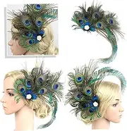 Beavorty peacock hair pin carnival headpiece 1920s headpiece vintage hair clip hair clip peacock fascinator clip animal headband adult Retro Headpiece Miss derby charming