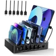 Charging Station for Multiple Devices: 68W 6 Port 20W Fast Phone Charger Black