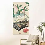 Oil Painting Canvas Wall Art - Large Frameless Artwork Decorations,New Chinese Flower Peach Canvas Wall Art Painting, Can Be Hung For Living Room Corridor Home Decoration,As Shown,80 X 160 Cm(32"X6