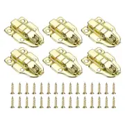 6 Pcs Duck-billed Hasp Lock, Retro Box Toggle Latch with Padlock Hole, Gold