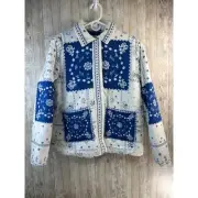 Caroline Constas Smith NWT Jacket Women S Blue Patchwork Insulated Cottagecore