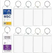 [SAHENITEANA] Clear Cruise Essentials E-tag Holders, 10Pcs Cruise Tags Narrow Cruise Ship Luggage Tag Holder with Zip Seal and Steel Loops, Clear Wide Cruise Luggage Tag Holder with Zip Seal and Steel Loops