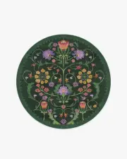 185' Round | Machine Washable Runner Rug | Kid & Pet Friendly | Indoor Rug | Protea Forest Green Flatwoven Rug by Iris Apfel | Ruggable