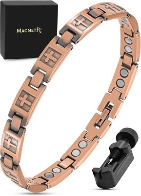 MagnetRX Women’s Ultra Strength Pure Copper Magnetic Bracelet (Cross Style)