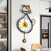 在飛比找樂天市場購物網優惠-藝術簡約創意壁鍾 貓咪造型鐘錶 靜音掛鐘 高品質現代客廳房間