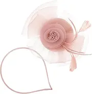 FOYTOKI Fascinator Headband for Women Elegant Tea Party Accessory with Mesh Veil and Plume for Weddings Cocktail Parties and Costume Events