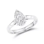 14kt White Gold 2 CTW Lab Diamond Pear Shape Solitaire Ring